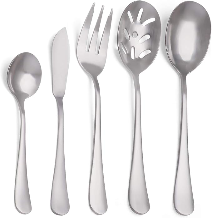 5-Piece 18/0 Stainless Steel Serving Set, sharecook Large Hostess Set by Sharecook