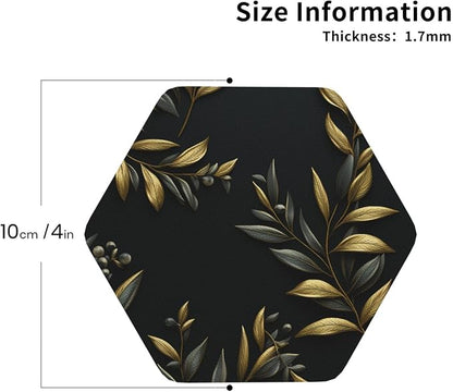 4Pcs Leather Coaster for Drinks Golden Olive Branch Cup Coasters Aesthetic - Image 2