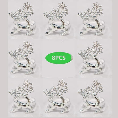 [New Napkin Rings Set of 8 Siliver Set of 8 Napkin Rings Christmas, Holidays, Thanksgiving (Deer-5)