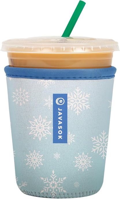 Sok It JavaSok Iced Coffee & Cold Soda Insulated Neoprene Cup Sleeve (Let It Snow, Small: 16-20oz)