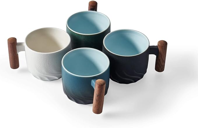Ceramic Espresso Cups with Wooden Handle Espresso Shot Cups Ceramic Tea Cups - Image 5