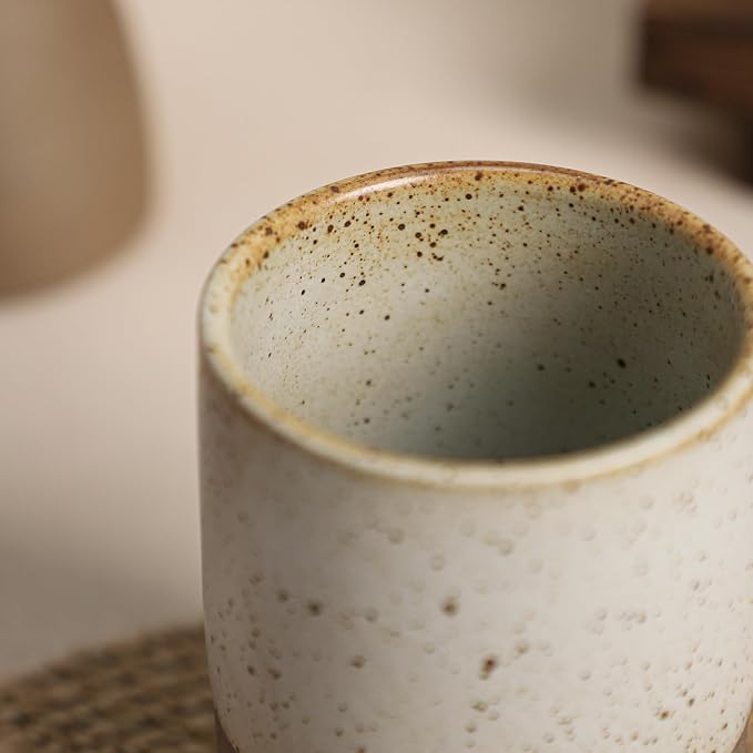 Gaolinci 2 Pcs Vintage Stoneware Style Ceramic Mouthwash Cups, Bathroom - Image 7
