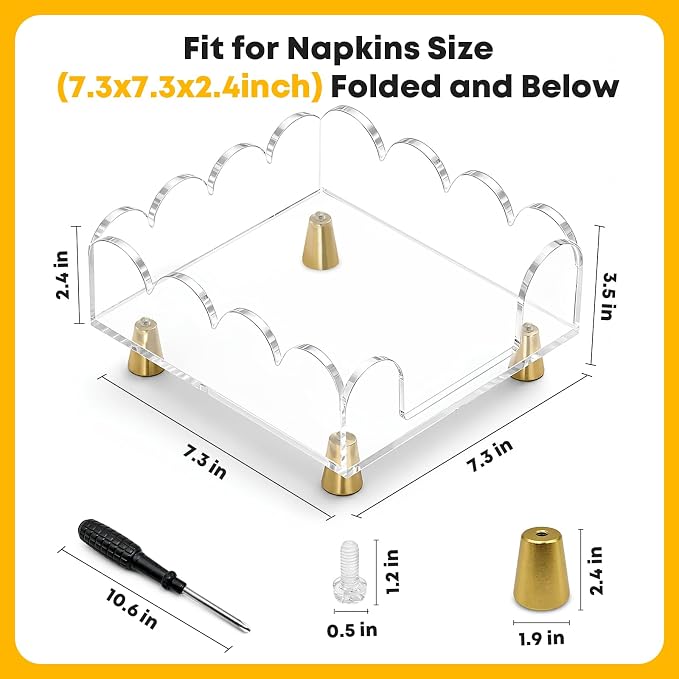 Scalloped Clear Acrylic Napkin Holder - Image 3