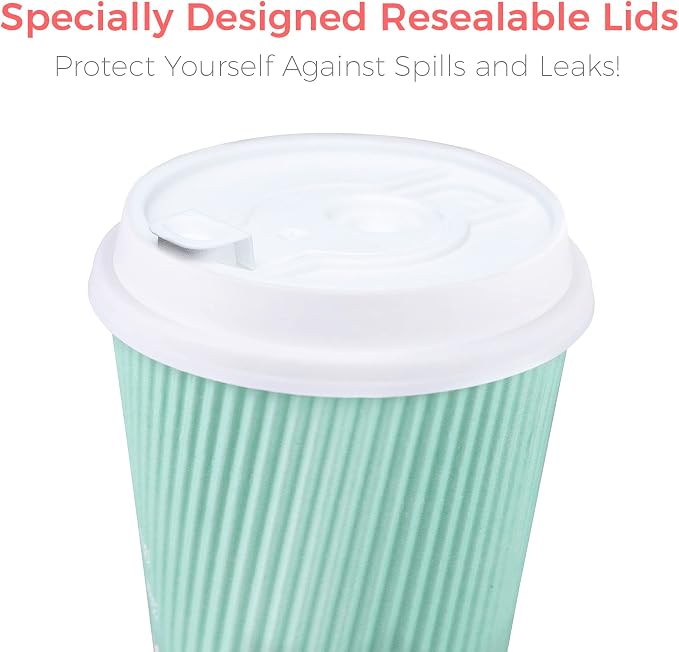 Disposable Coffee Cups With Lids - 12 oz Paper To Go Coffee Cups With - Image 3