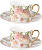 KAMMAK Tea Cups and Saucers Set of 2, Porcelain Coffee Cups, JBE027 | Stackable by KAMMAK