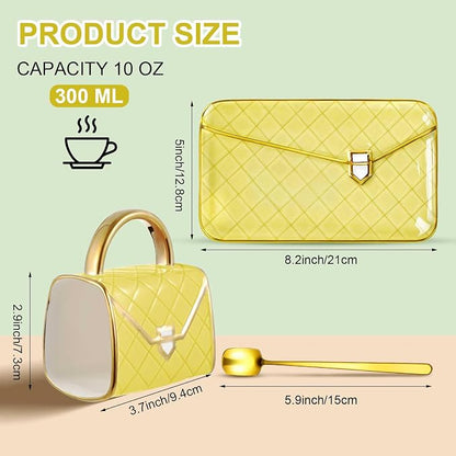 Zubebe 1 Set Coffee Mug Elegant Handbag Shaped Cup Modern Ceramic Purse Mug - Image 2