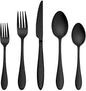 LIANYU 40-Piece Black Silverware Set for 8, Stainless Steel Flatware Cutlery Set, Tableware Eating Utensils Include Forks Knives Spoons, Mirror Polished, Dishwasher Safe