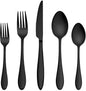 LIANYU 40-Piece Black Silverware Set, Flatware Cutlery Set by LIANYU