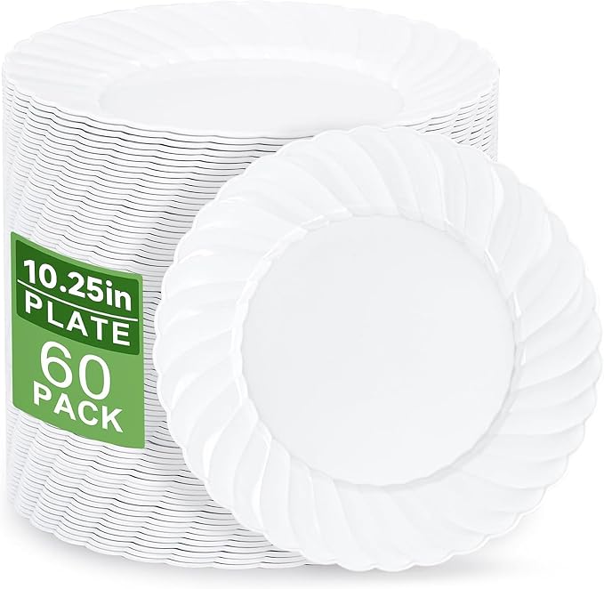 U-QE 60 Count White Plastic Plates by U-QE