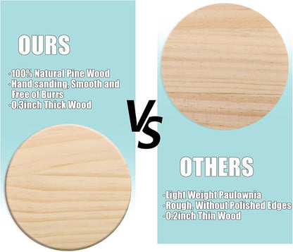 24 Pack 4 Inch Unfinished Round Wood Coasters - Image 5