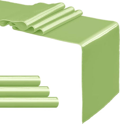 4-Pack Green Satin Table Runner 12 x 108 Inch Long Bright and Smooth Silk - Image 8