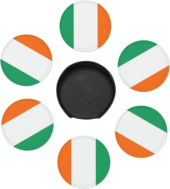 6 Pack Ireland Flag Leather Coaster - Image 3
