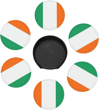 6 Pack Ireland Flag Leather Coaster - Image 3