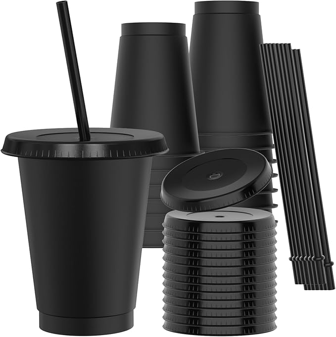 16 oz Reusable Black Plastic Cups by Unknown