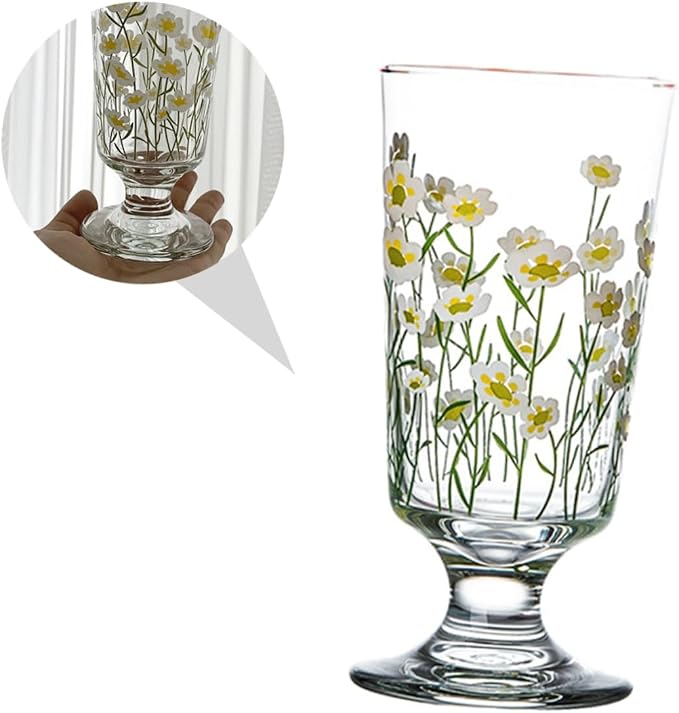 Daisy Set Vintage Romantic Glasses Cup Floral Glassware Daisy Drinking Glasses - Image 7