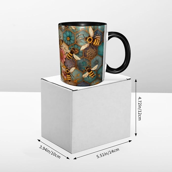 FyLybois Bee Coffee Mug 11 Ounce Mugs Ceramic Tea Cup Drinking Water Cups | - Image 6