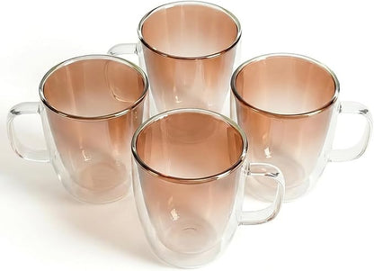 12oz Double Wall Glass Coffee Mugs, heat resistant, by QUANSHANGJU