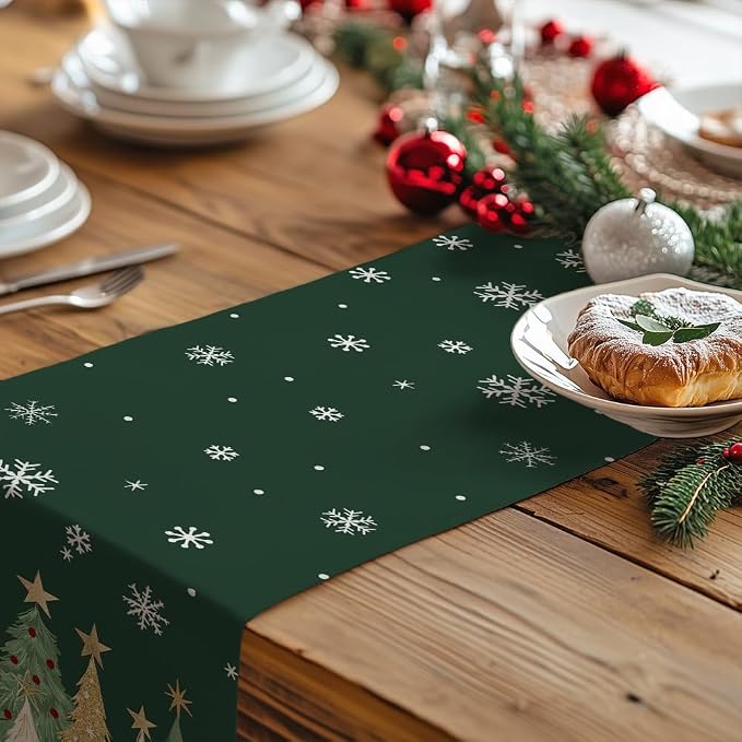 Christmas Table Runner 13x90 Inch, Xmas Trees Snowflakes Holiday Decorative - Image 5
