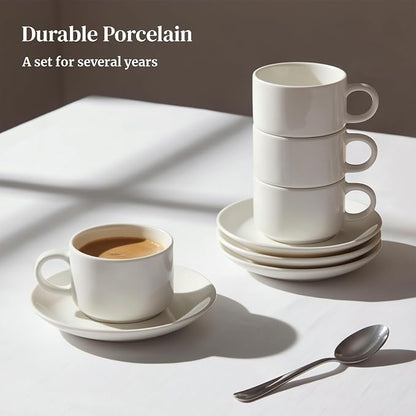 DOWAN 4 OZ Stackable Espresso Cups, Porcelain Coffee Cups - Image 6