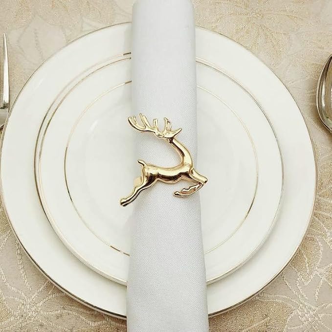 Gold Reindeer Napkin Rings Set of 4 - Image 5