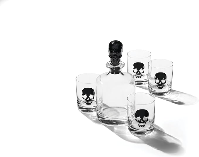 Oneida Barware, 5-Piece Skeleton Whiskey Set, 4 Drinking Glasses & 1 Decanter - Image 2