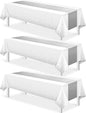 3Pcs White and Silver Tablecloth Party Decorations, Plastic White Table Cloth by MASHAN
