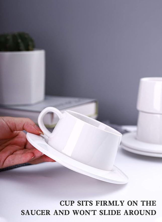 Kanwone Porcelain Stackable Cappuccino Cups - Image 3