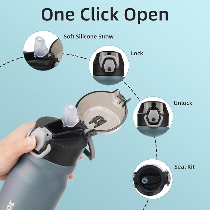 BJPKPK 14 oz Insulated Water Bottle, Stainless Steel Flask | Leak Proof Locking - Image 3