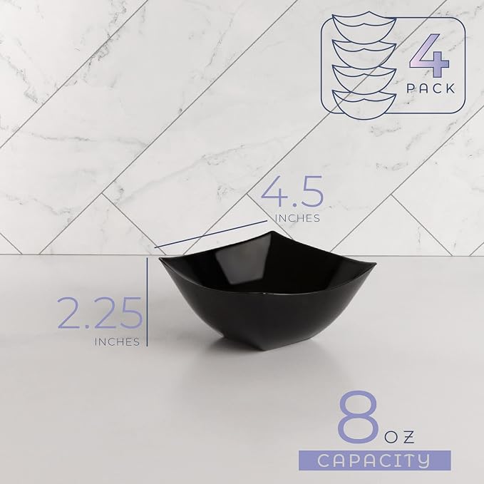 PLASTICPRO Disposable Square Serving Bowls, Party Snack or Salad Bowl, Plastic - Image 7