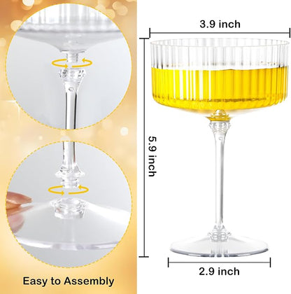 LIYH 20 Pcs Plastic Champagne Glasses 10 Oz Cocktail Coupe Glasses Champagne - Image 2