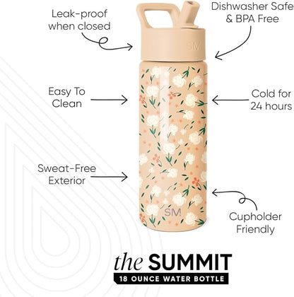 Simple Modern Kids Water Bottle & Toddler Cup | 18oz | Floral | Insulated - Image 3
