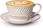 Ceramic Latte Cup with Saucer, 12 OZ Cappuccino Cup Vintage Cafe Art Cups by Unknown