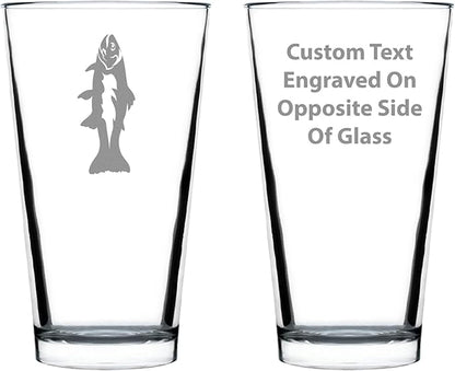 Custom Trout - Pint Glass for Beer - Trout Fishing Gifts for Fisherman - Fun Fish Cups & Lake House Decor - 16 oz