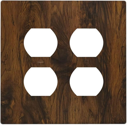Light Switch Cover Brown Rustic Wood Grain Vintage Wooden Texture 2 Gang Decorative SwitchPlates Double Duplex Wall Plates Switch Plates and Outlet Covers for Cabin Bedroom Decor
