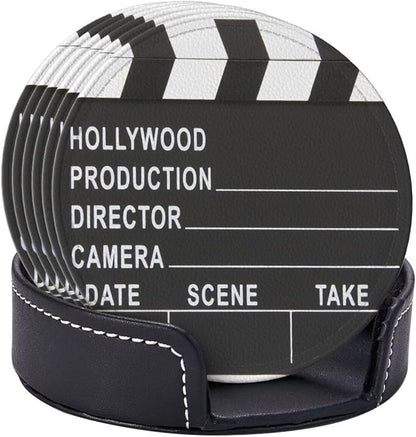 Movie Cinema Lapper Board Drinking Coasters PU Leather Coaster - Image 2