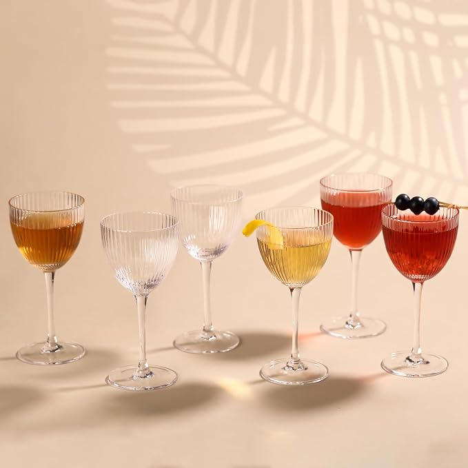 Physkoa Nick and Nora Cocktail Glasses Set of 6-5 oz 100% Lead-Free Crystal - Image 2