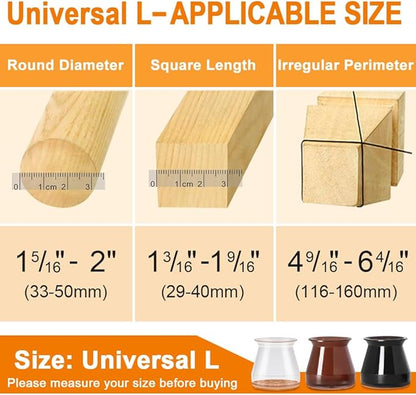 24 Pcs Chair Leg Floor Protectors for Hardwood Floors Silicone Covers to Protect Wood Tile Floors Felt Bottom Furniture Leg Caps Anti-Scratch Reduce Noise (Fit:1.3"-2")
