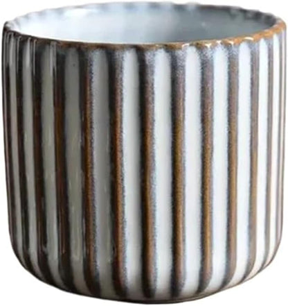 Vintage Ceramic Mug, Japanese Tea Cup 6oz Striped Cup No Handle Drinking Cup by Unknown