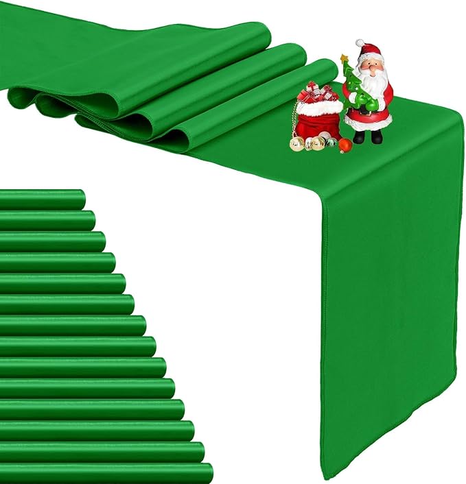 15-Pack Emerald Satin Table Runner 12 x 108 Inch Long Fuchsia Bright and Smooth by Pufogu