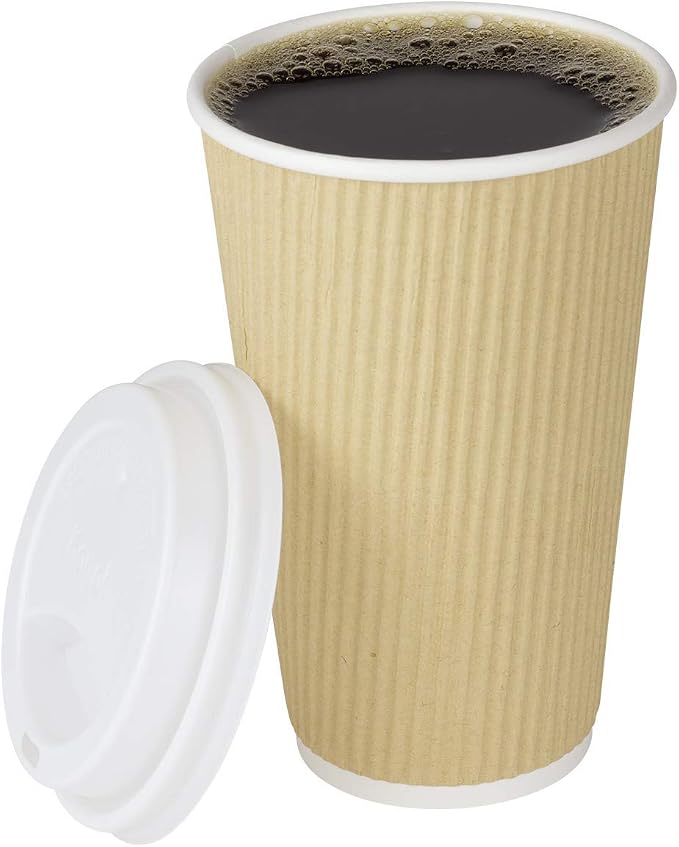 Karat 16oz Ripple Insulated Coffee Hot Cups Kraft Double Poly Lined Paper Hot - Image 5