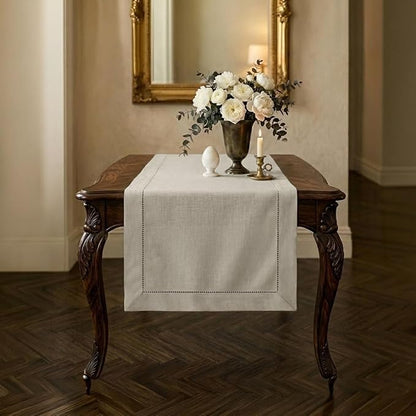 Signature Linen™ by D'Moksha Light Natural Table Runner 36 Inches, 100% Pure by DMokshaHomes