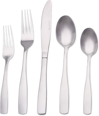 Matte Silverware Set, Satin Finish 20-Piece Stainless Steel Flatware set by OCEExquisitesilverware