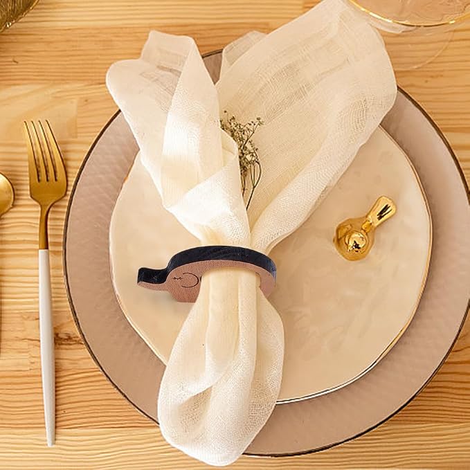Wooden Napkin Rings Set of 8 Animal Shape Napkin Holder Rings Wood Napkin Holder - Image 5