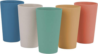 Wheat Straw Unbreakable Cup | 20 oz Reusable Water Drinking Glasses Sets of 5 | by LuckyZone