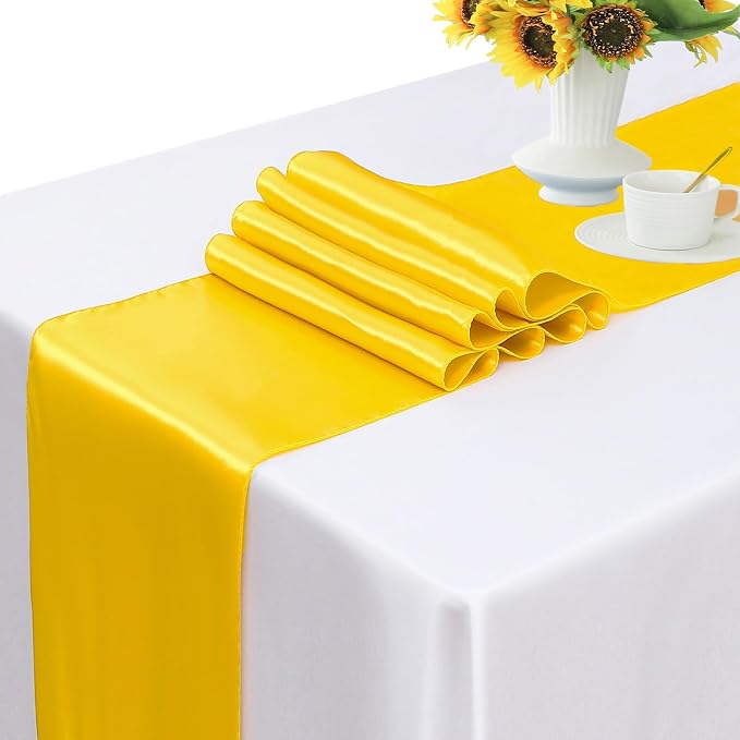 Pack of 10 Satin Yellow Table Runners 12 x 108 Inches - Image 2