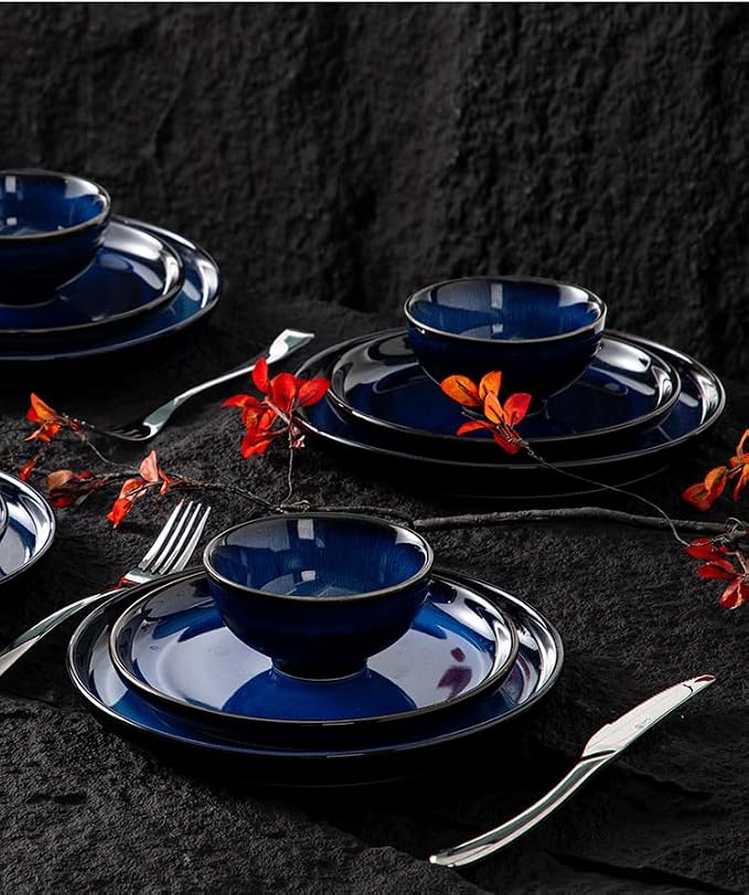 4-piece set, natural active glaze plate and bowl set, microwave and dishwasher - Image 5
