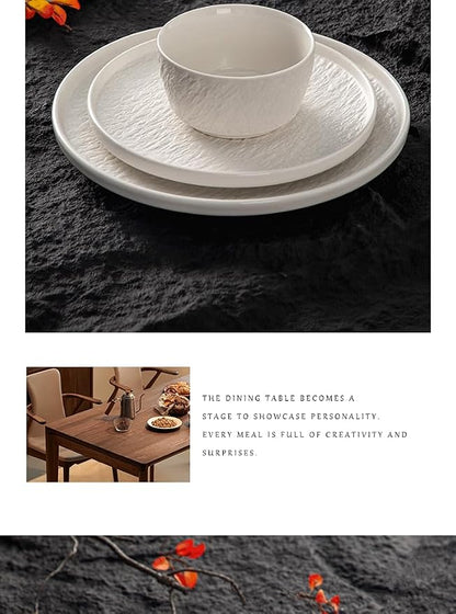4-piece set, embossed stone design plate and bowl set, microwave and dishwasher - Image 7
