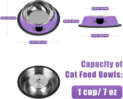 Serentive 3 Pcs Non-Slip Stainless Steel Small Cat Food Bowls - Image 2