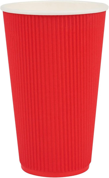 Restaurantware 16 Ounce Ripple Wall Disposable Coffee Cups, 500 Insulated Red - Image 2