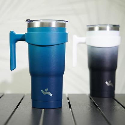 Konokyo 20 oz Tumbler with Handle and Straw, Insulated Travel Mug | Navy Blue; - Image 7
